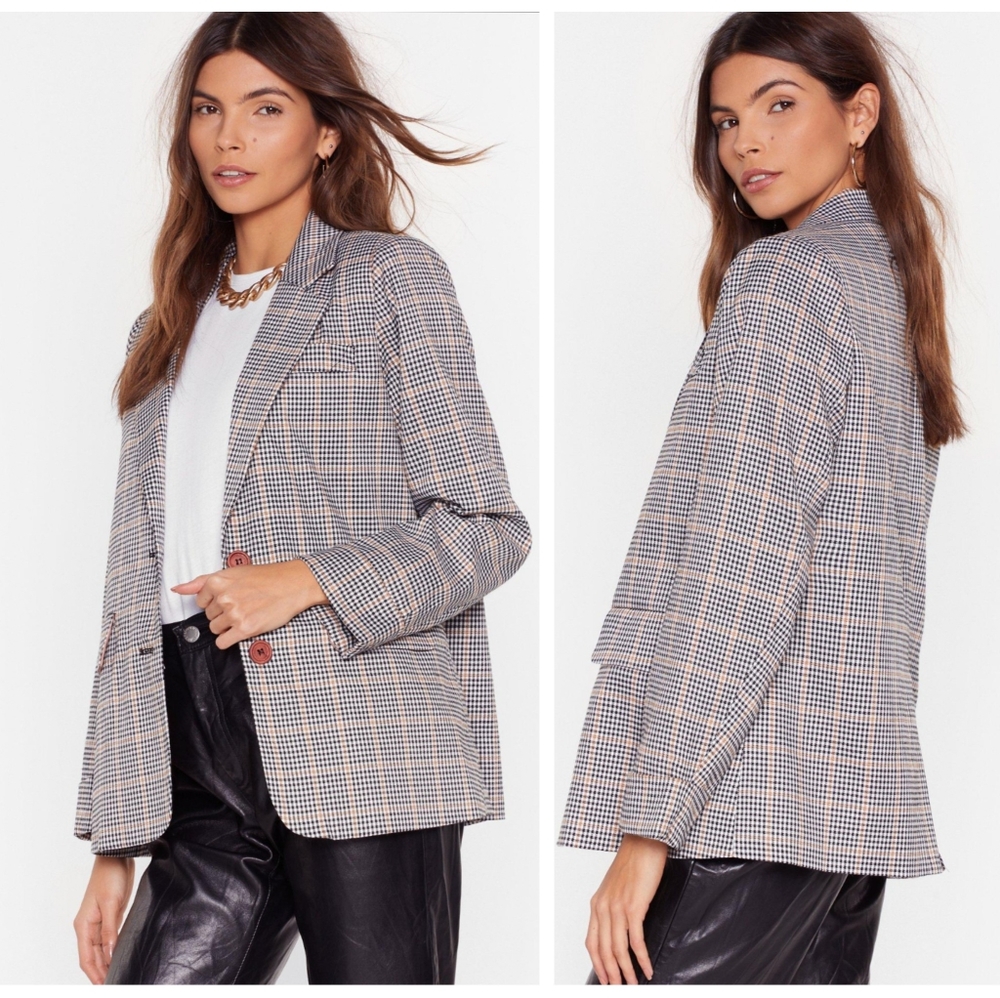Nasty Gal plaid nobody's business oversized blazer checked